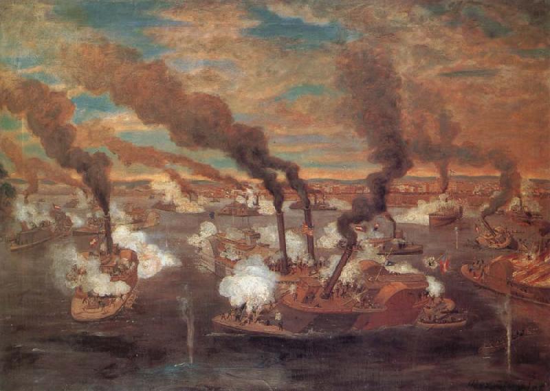 unknow artist The Great Naval Battle at Memphis Germany oil painting art